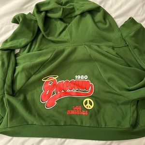 Pacsun cropped green zip up hoodie